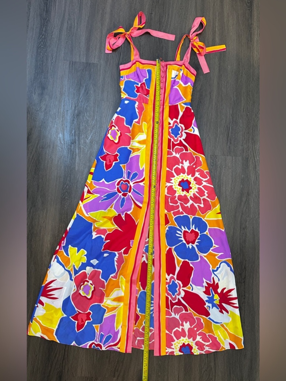 Colorful Floral Maxi Dress Tie Strap Resort Vacation Wedding Guest Size 2 NWT - Picture 5 of 9